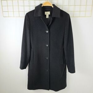 L.L. Bean Wool Cashmere Blend Black Longline Overcoat
